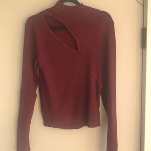 Chic Burgundy Cutout Sweater